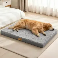 Merkloos Orthopädisches Hundebett Hundekorb - Waschbarer Bezug - 91 x 61 cm - Für Hunde bis 27 kg - Gestreift kariert