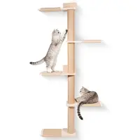 Merkloos Katzenbaum Kratzbaum Katzenkletterbaum - Wandmontiert - 3 bis 5 Ebenen - Sisal-Kratzstämme - Zusätzliche Plattform