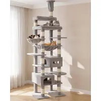 Dripio Kratzbaum Hellgrau mit Spielzeug, 135 cm hoch