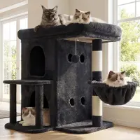 Merkloos Kratzbaum Katzenkratzbaum Katzenbaum - 65 cm - Sisal-Kratzsäule mit Katzenhöhle - Rauchgrau