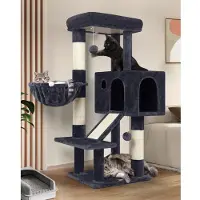 Merkloos Katzenkratzbaum Kratzbaum Kletterbaum - 116 cm - Dunkelgrau - Mit Katzenhöhle