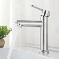 Merkloos Wasserhahn Badarmatur Mischbatterie - Edelstahl - Wassersparend, tropffrei - Gebürstet - Einhebelmischer