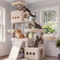 Merkloos Katzenbaum Kratzbaum Katzenturm - 72,4 Zoll - Beige - Für große Katzen mit Kratzbrett und Sisal