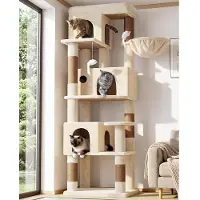 Merkloos Katzenbaum Kratzbaum Kletterbaum - 168 cm - Beige - Sisal-Kratzstämme - Für 3-4 Katzen