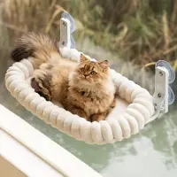 Dripio Katzen-Fensterliege Hängematte, faltbar, 54x36 cm, bis 18 kg, Creme