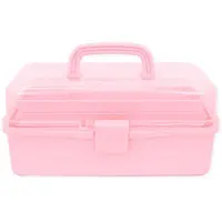 Merkloos Aufbewahrungskoffer Bastelkoffer Werkzeugkoffer - Mit 3 Tabletts - Rosa - 32 x 13,5 x 18,5 cm