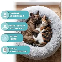 Dripio Hundebett, Polyester, rund, erhöhter Rand, Perle, 70x70 cm