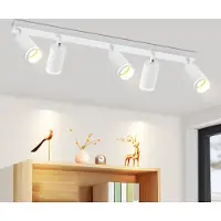 ZMH LED Deckenleuchte 5 Flammig Weiß Deckenlampe Spots GU10 Schwenkbar Metall Deckenspots für Flur Wohnzimmer Küche Schlafzimmer, Ohne Leuchtmittel