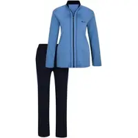 Witt Hausanzug "Hausanzug Hausanzug", Damen, Gr. 36/38, blau (mittelblau, marine), Basic, Homewear-Sets Hausanzug