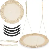 HyperMotion Schaukel - - Vogelnest 100cm - Tragfähigkeit 150 kg - Komfort &amp; Sicherheit - Beige Boho