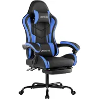 OEM Gamingstuhl, Bürostuhl, Leinen, verstellbar, schwarz/blau