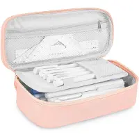 Markenlos Federmäppchen mit 4 Fächern, große Kapazität, Tragegriff, Rosa