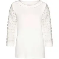 Lady T-Shirt WITT "Shirt Spitzenshirt mit U-Boot-Ausschnitt", Damen, Gr. 54, weiß (ecru), Elegant, U-Boot-Ausschnitt, Shirts T-Shirt