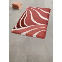 Kleine wolke Badematte "Flame, Badvorleger, Badezimmer Teppich", rot (marsala), H:15mm, Polyacryl, Badematten, Badematte, Badteppich, modernes Wellen Design