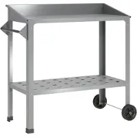 Syfax Umtopftisch mit Rädern 96 x 50 x 89 cm Verzinkter Stahl Silber