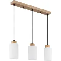Globo Hängeleuchte Rowena, holz hell/weiß, Glas, 3-flammig, E27
