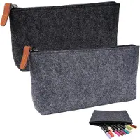 Markenlos Federmäppchen Filz 21 x 11 cm mit Reißverschluss grau, 2 Stück