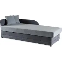 VELURO Polsterliege Buli mit Bettfunktion und Bettkasten, LINKS, 200 x 82 x 65 cm, HELLGRAU