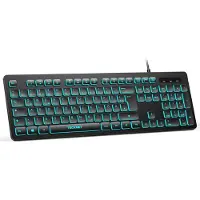 TECKNET Kabelgebundene USB Tastatur Deutsches QWERTZ Layout Vielseitig Einsetzbar Ob zu Hause im Büro oder unterwegs Hintergrundbeleuchtung Schwarz