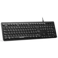 TECKNET Kabelgebundene USB Tastatur Keyboard Vollgröße mit Nummernblock ohne Hintergrundbeleuchtung Schwarz