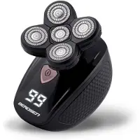 Berdsen Rasierer 6in1 Herren Elektrisch Rotationsrasierer Nasenhaartrimmer Gesichtsreinigungsbürste LCD Schwarz