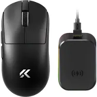 MCHOSE A7 V2 Ultra+ Wireless Gaming Maus 59g - PAW3950 42K DPI 8K Bluetooth 2.4 GHz USB-C Dock, Schwarz
