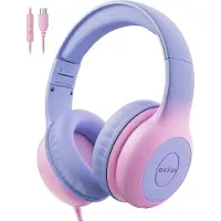 EarFun Kinder Kopfhörer mit C Kabel Lautstärkebegrenzung lila-verlauf USB Typ C 1