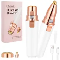 AOOWU Gesichtshaarentferner für Frauen 2 in 1 USB Augenbrauen Trimmer Elektrisch und Gesichtsrasierer Schmerzfreier Damenrasierer Elektrisch Gesich für Schnelle