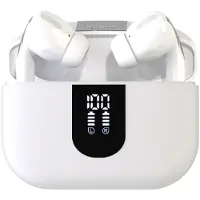 Iggual Kabellose Kopfhörer Bluetooth Mikrofon Geräuschunterdrückung und Touch-Steuerung inklusive Ladehülle Typ C mit Display weiß