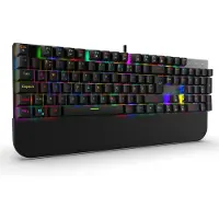 Inca 443 Mechanische Gaming Tastatur mit Red Switches RGB Hintergrundbeleuchtung mit 18 Modi Anti-Ghosting Magnetische Handballenauflage Leise Tasten
