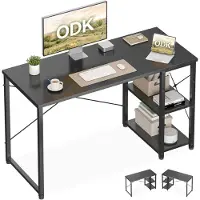 Merkloos Schwarzer Gaming-Schreibtisch mit umkehrbaren Ablageflächen, 120 x 48 cm, Metall