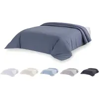Merkloos Bettbezug aus gebürsteter Mikrofaser in blaugrau, geeignet für eine Decke der Größe 150 x 220 cm