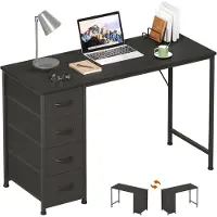 Merkloos Schreibtisch mit 4 Schubladen, 120 cm breit, schwarz, höhenverstellbar
