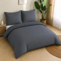 Merkloos Graues Bettwäsche-Set aus Mikrofaser, bestehend aus einem Bettbezug (155 x 220 cm) und zwei Kopfkissenbezügen (80 x 80 cm)