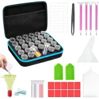 LTPRTZ Diamond Painting Aufbewahrungsbox – Hobby-Organizer – Zur Aufbewahrung von Bastelmaterialien – Inklusive 30 Flaschen – 21 cm breit – Blau
