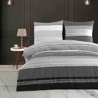 Merkloos Bettbezug-Set mit Kissenbezügen, 135x200 cm und 80x80 cm, 100% Baumwoll-Perkal, gestreift, mit Reißverschluss