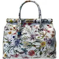 Markenlos Damen-Handtasche aus Leder mit Schultergurt, Maße 35 x 28 x 16 cm, Gemischte Blume