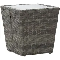 Merkloos Gartentisch aus Poly-Rattan mit Sicherheitsglas, 41,5 x 41,5 x 43 cm