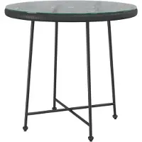 Merkloos Gartentisch, Durchmesser 80 cm, mit gehärteter Glasplatte und Stahlrahmen