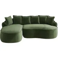 URBAN MEUBLE Modulares Ecksofa, Bezug: Samtstoff, Farbe: Grün, ohne Gestell, Maße: 252 x 164 cm