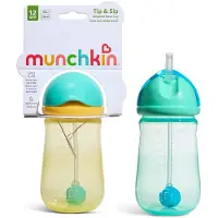 Munchkin - 2pk Tip & Sip Straw Cup - Blue/Yellow - 296 ml