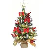 SURIGHT Weihnachtsbaum mit Beleuchtung und Schneeeffekt - 60 cm - Mini-Weihnachtsbaum mit LED-Beleuchtung
