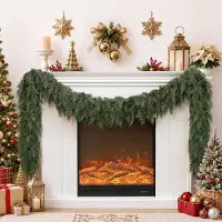 Generisch 2,7 Meter langer, künstlicher Weihnachts-Girlande, grün – Dekoration für Kamin, Fenster, Innen- und Außenbereich