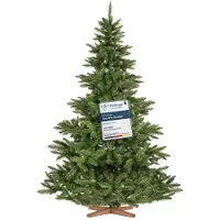 Merkloos Künstlicher Weihnachtsbaum Tannenbaum Kunstweihnachtsbaum - 220 cm - PVC-Nadeln - Holzständer - Nordmanntanne