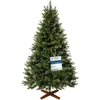 Merkloos Künstlicher Weihnachtsbaum Nordmann Tannenbaum - 180 cm - Eschenholzfuß - Spritzguss-Nadeln - PVC-Zweige