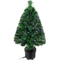 Merkloos Künstlicher Weihnachtsbaum Tischweihnachtsbaum - 66 cm - Glasfaserbeleuchtung - 9 Farben - Grün für Fensterbank und Tisch