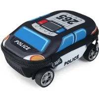 Merkloos Federmäppchen Federtasche Stiftemäppchen - Polizeiauto - 60 Stifte - Blau