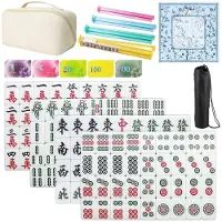 OEM Mini Mahjong-Set, 144 Steine, mit Tasche, Ständern, Karten