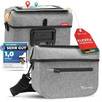 Merkloos Lenkertasche Fahrradtasche - 7 Liter - 100% wasserdicht - Grau - Mit Klickfix-System - Für Fahrrad und Schulter