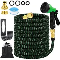 Merkloos Gartenschlauch Flachschlauch Wasserschlauch - 30 m - Ausziehbar - Messing Anschluss 1/2 und 3/4 Zoll - 8 Spritzfunktionen